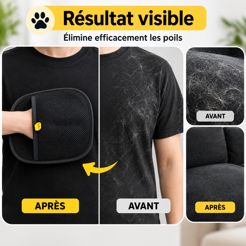 Gant Anti-Poils Réutilisable pour Chien & Chat