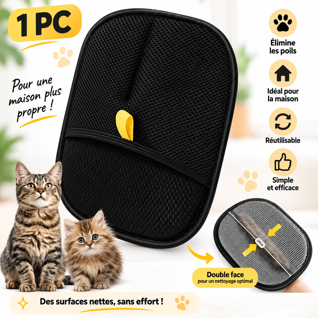 Gant Anti-Poils Réutilisable pour Chien & Chat