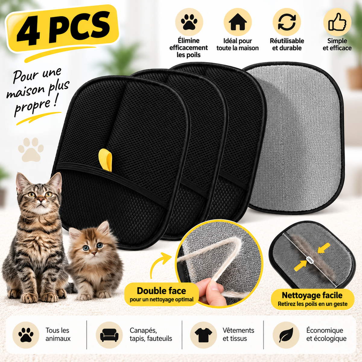Gant Anti-Poils Réutilisable pour Chien & Chat