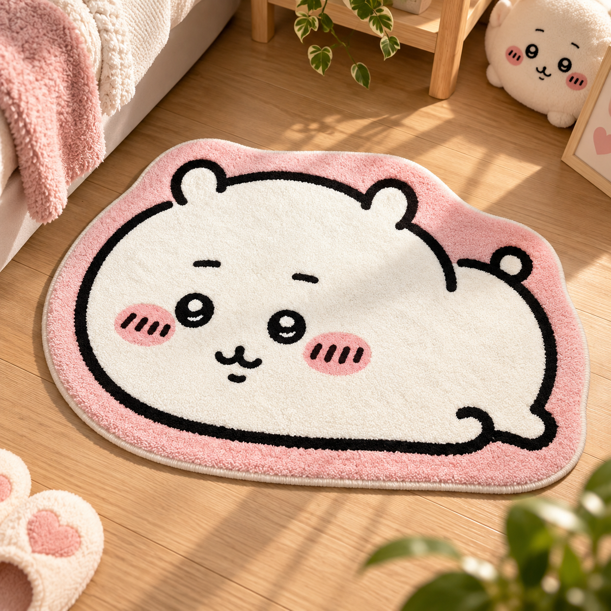 Tapis Chikawa Lapin Kawaii – Doux & Antidérapant 40 × 60 cm